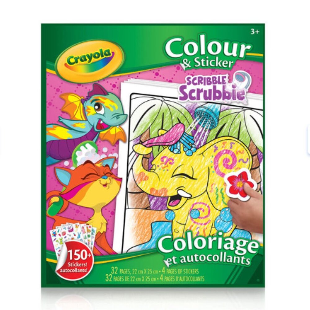 Crayola Scribble Scrubbie Colour & Sticker Book – 32 Pages, 150+ Stickers